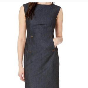 Calvin Klein Blue Chambray Sheath Dress, Size 4